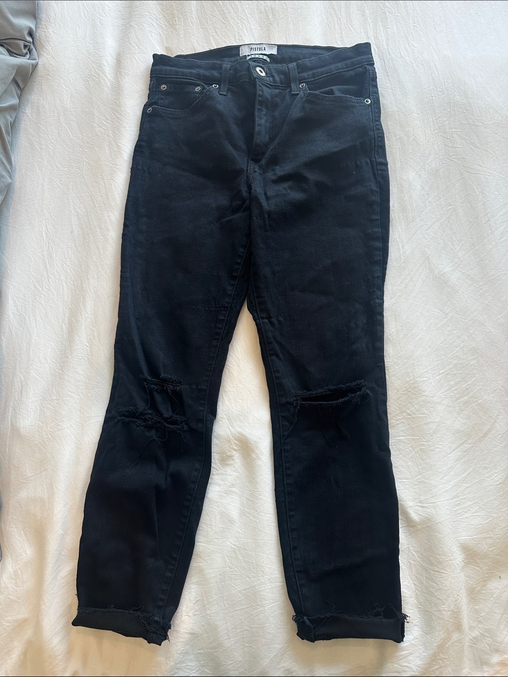 pistola Black Distressed Knee Jeans